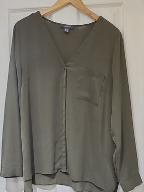 Primark Olive Green V-Neck Button Blouse